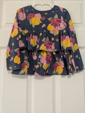Garanimals Navy Top with Pink Floral Accents Girls Size 5T